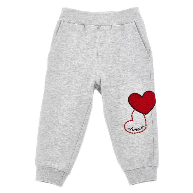 Picture of PRE-ORDER Monnalisa Bebe Girls Teddy Double Heart Joggers - Grey