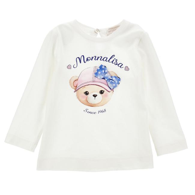 Picture of Monnalisa Bebe Girls Teddy T-shirt - Cream