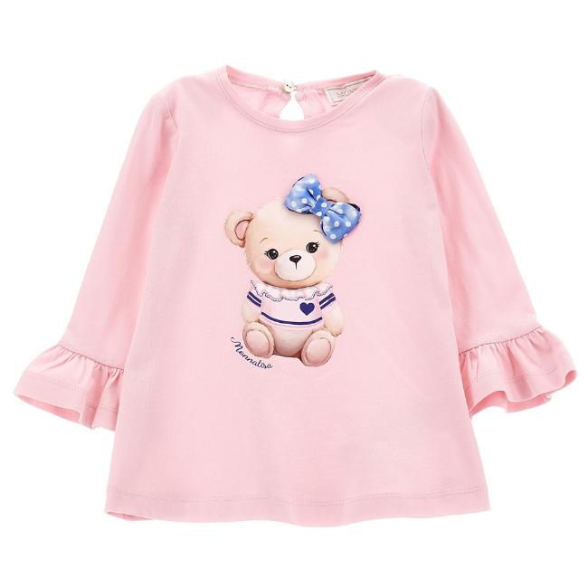 Picture of Monnalisa Bebe Girls Teddy Tunic Ruffle Top -  Pink