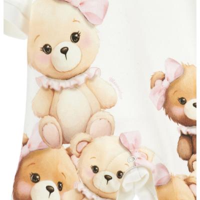 Picture of Monnalisa Bebe Girls AOP Teddy Babygrow - Ivory