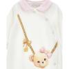 Picture of Monnalisa Bebe Girls Teddy Bag Babygrow - Ivory