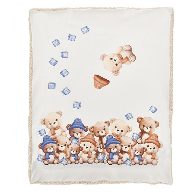 Picture of Monnalisa Bebe Boys Teddy Blanket - Ivory Blue