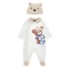 Picture of Monnalisa Bebe Boys Teddy Babygrow & Hat Set - Ivory