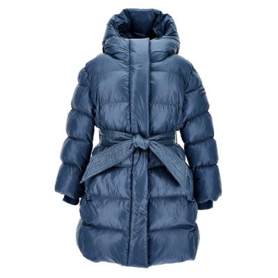 Picture of Monnalisa Girls Belted Puffer Coat - Dark Blue