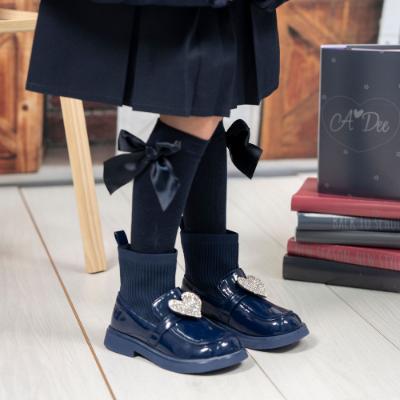 Picture of A Dee BTS Collection Binky Bow Knee Sock - Dark Navy 