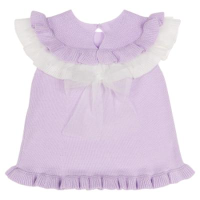 Picture of Granlei  Girls Summer Knit Ruffle Tulle Shorts Set - Lilac White