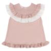 Picture of Granlei  Girls Summer Knit Ruffle Tulle Shorts Set - Dusky Pink White
