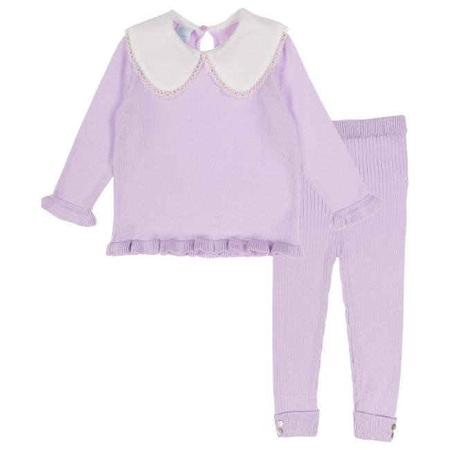 Picture of Granlei  Girls Summer Knit Tunic & Legging Set - Lilac White