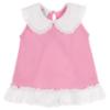 Picture of Granlei  Girls Summer Knit Plumetti Ruffle tunic Shorts Set - Fuchsia Pink White