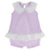 Picture of Granlei  Girls Summer Knit Plumetti Ruffle tunic Shorts Set - Lilac White