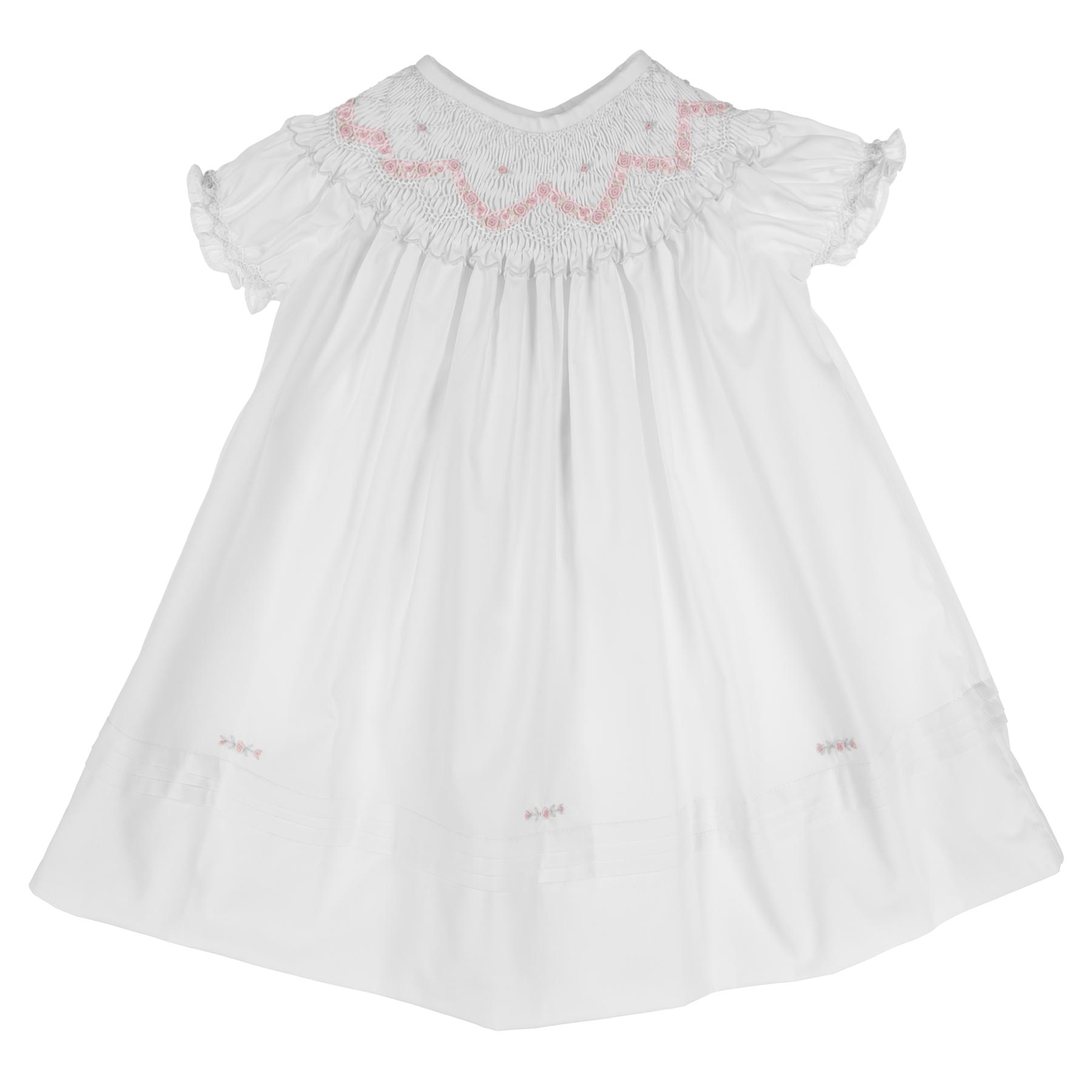 Sarah Louise Baby Girl Smocked Bishop Bodice Dress White