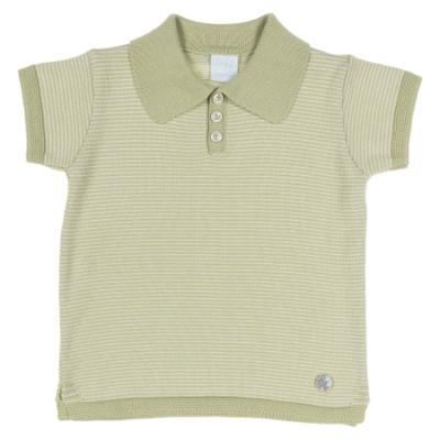 Picture of Granlei  Boys Summer Knit Polo Top & Shorts Set - Sage Green