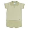 Picture of Granlei  Boys Summer Knit Polo Top & Shorts Set - Sage Green