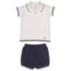 Picture of Granlei  Boys Summer Knit Polo Top & Shorts Set - White Navy