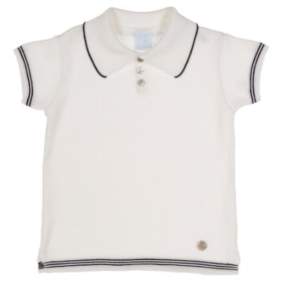 Picture of Granlei  Boys Summer Knit Polo Top & Shorts Set - White Navy