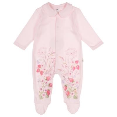 Picture of First Baby Girls  Front Fastening Strawberry Babygrow - Pink 