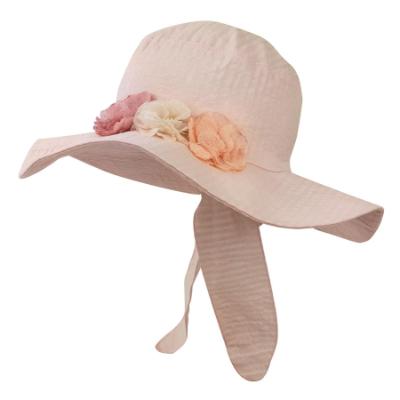 Picture of Jamiks Kids Girls Britt Organic Cotton Sunhat With Flowers - Pink