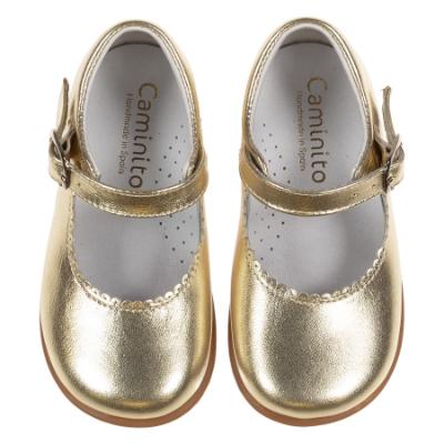 Picture of Caminito Toddler Girls Mary Jane Shoe - Metallic Gold Leather 