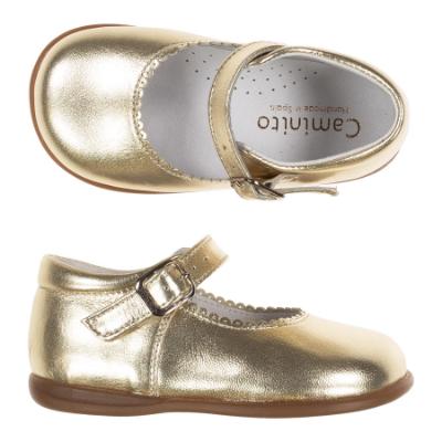 Picture of Caminito Toddler Girls Mary Jane Shoe - Metallic Gold Leather 
