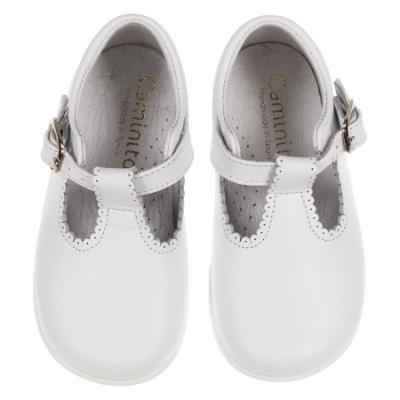 Picture of Caminito Toddler T Bar Shoe - White Leather 