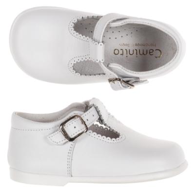 Picture of Caminito Toddler T Bar Shoe - White Leather 