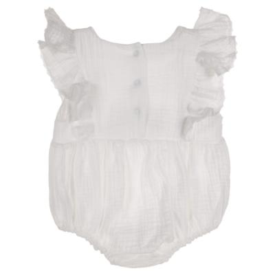 Picture of Jamiks Kids Baby Girls Bisza Organic Cotton Frilled Romper - Ivory 
