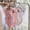 Picture of Jamiks Kids Baby Girls Bisza Organic Cotton Frilled Romper - Dark Pink