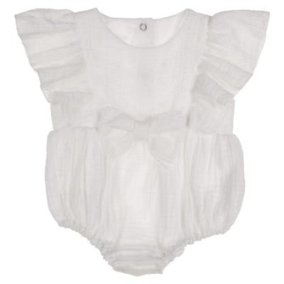 Picture of Jamiks Kids Baby Girls Hanora Organic Broderie Anglais Frilled Romper - Ivory