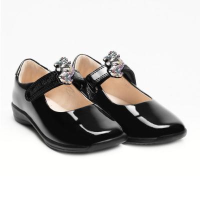 Picture of Lelli Kelly Bianca 2 With Detachable Unicorn With Crown School Shoe F Fitting - Black Patent 