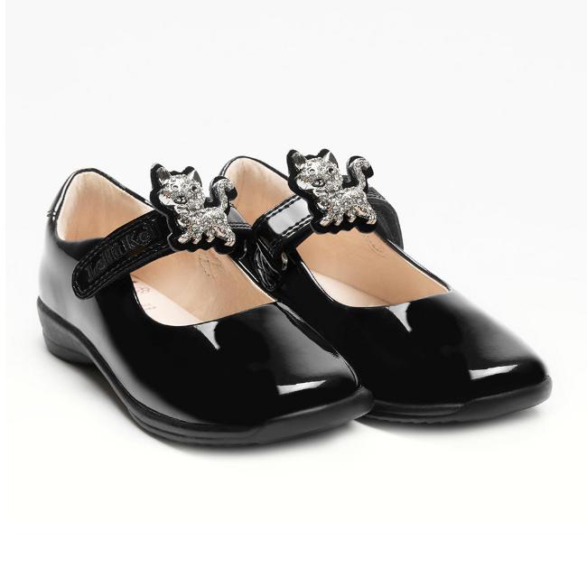 Picture of Lelli Kelly Sadie 2 With Detachable Kitten School Shoe F Fitting - Black Patent