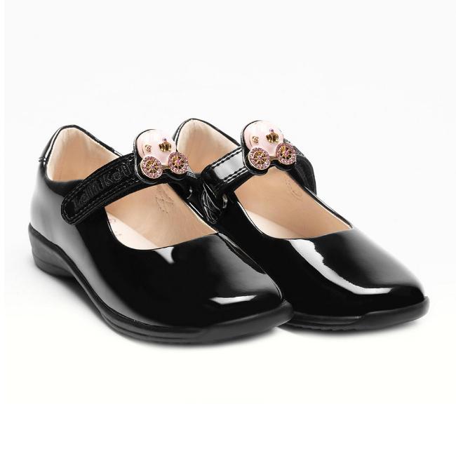 Picture of Lelli Kelly Carrie 2 With Detachable Princess Coach School Shoe F Fitting - Black Patent 