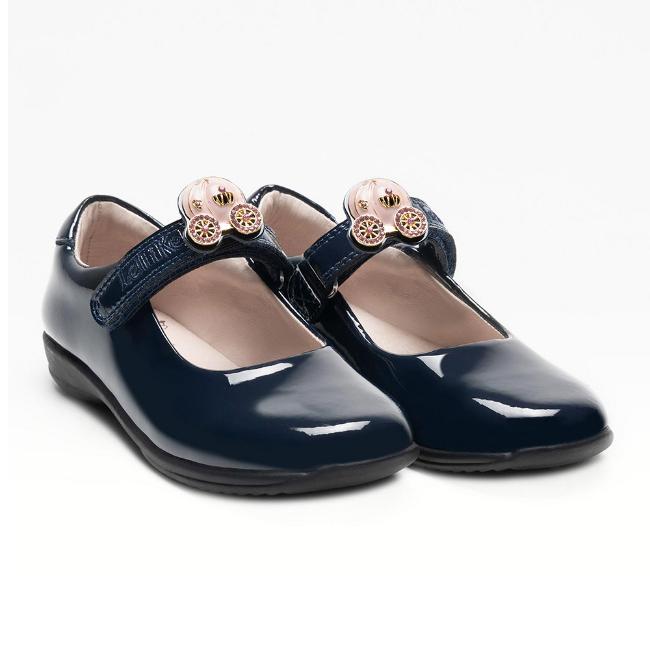 Picture of Lelli Kelly Carrie 2 With Detachable Princess Coach School Shoe F Fitting - Navy Patent 