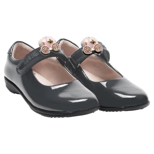 Picture of Lelli Kelly Carrie 2 With Detachable Princess Coach School Shoe F Fitting - Grey Patent