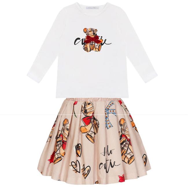 Picture of Balloon Chic Girls Cutie Teddy Skirt Set - Beige