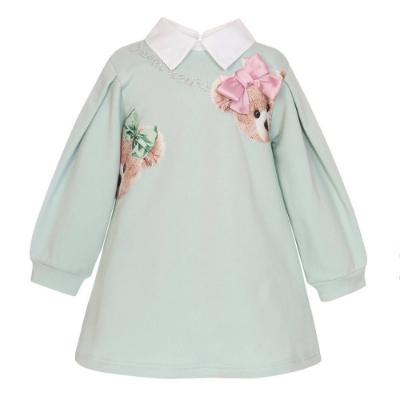 Picture of Balloon Chic Girls Teddy Puff Sleeve Dress - Green