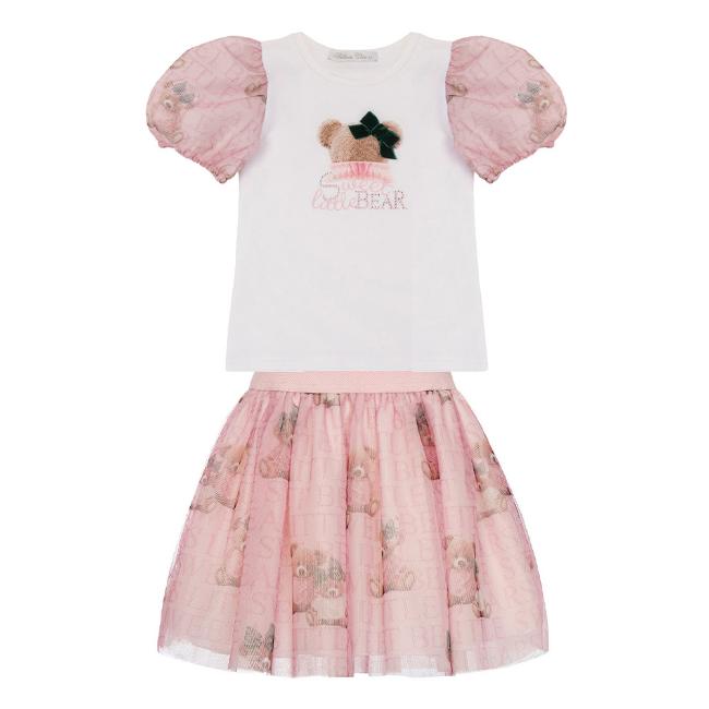 Picture of Balloon Chic Girls Teddy Tulle Skirt Set - Pink