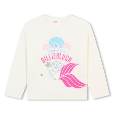 Picture of Billieblush Girls Mermaid Long Sleeved Glitter T-shirt - Cream