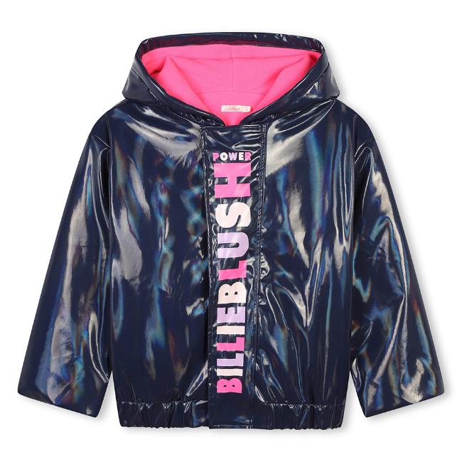 Picture of Billieblush Girls Logo Raincoat - Navy