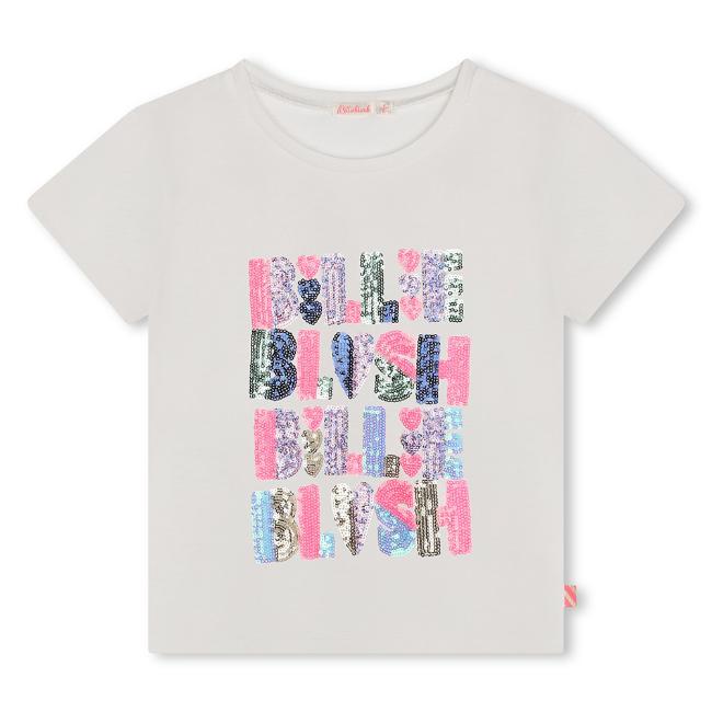 Picture of Billieblush Girls Unicorn Sequin Logo T-shirt - Ivory