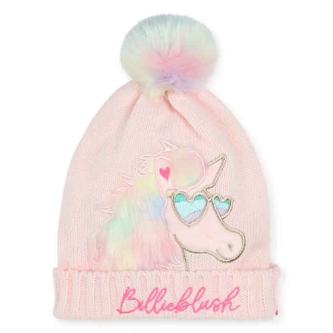 Picture of Billieblush Girls Unicorn Pom Pom Hat - Pink