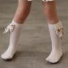 Picture of Daga Girls Horse Racing Knee Socks With Print Bow - Beige