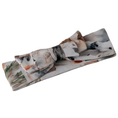 Picture of Daga Girls Horse Racing Print Soft Headband With Bow - Multi