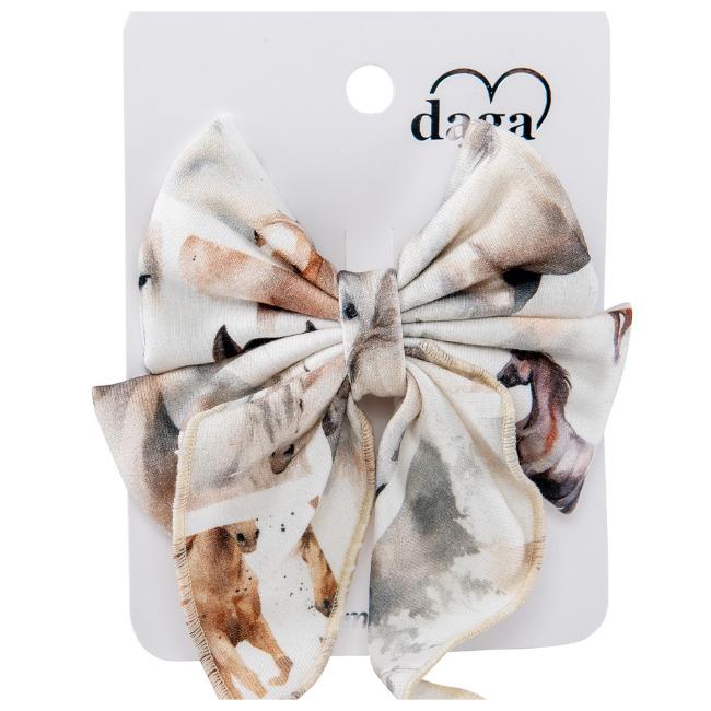 Picture of Daga Girls Horse Racing Print Bow Hairclip - Multi