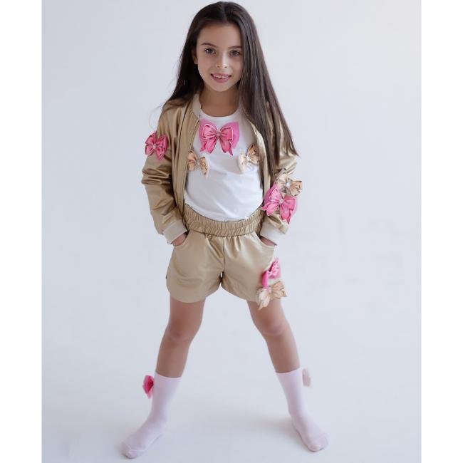 Picture of Daga Girls Pretty In Pink Gold Shorts Set X 3 - Gold Pink