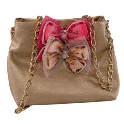 Picture of Daga Girls Pretty In Pink Bow Crossbody Bag - Gold Pink 