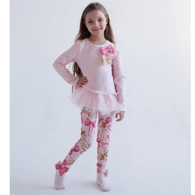 Picture of PRE ORDER Daga Girls Pretty In Pink  Tunic & Bow Print Leggings Set  - Pink