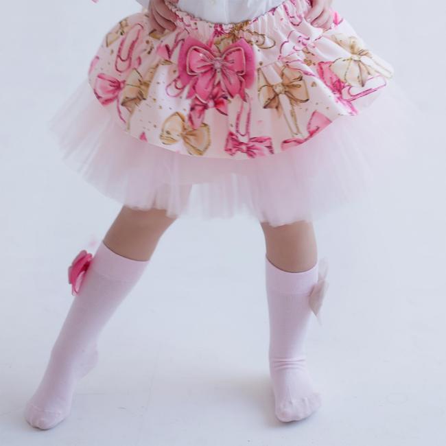 Picture of Daga Girls Pretty In Pink Knee Socks With Bow - Pink