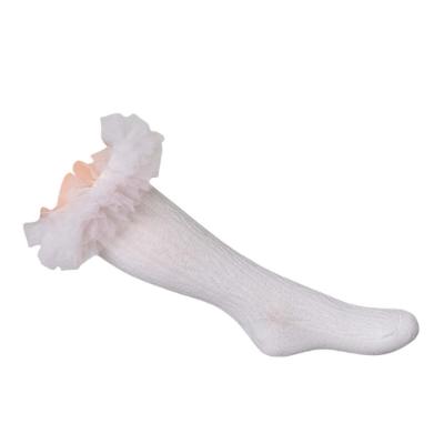 Picture of PRE ORDER Daga Girls  Knee Socks With Tulle - White