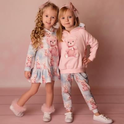 Picture of Daga Girls Teddy Bear Dream Print Hooded Dress - Pink Blue