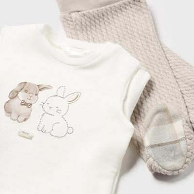 Picture of Mayoral Newborn Boys 2 Piece Bunny Trouser Set - Beige